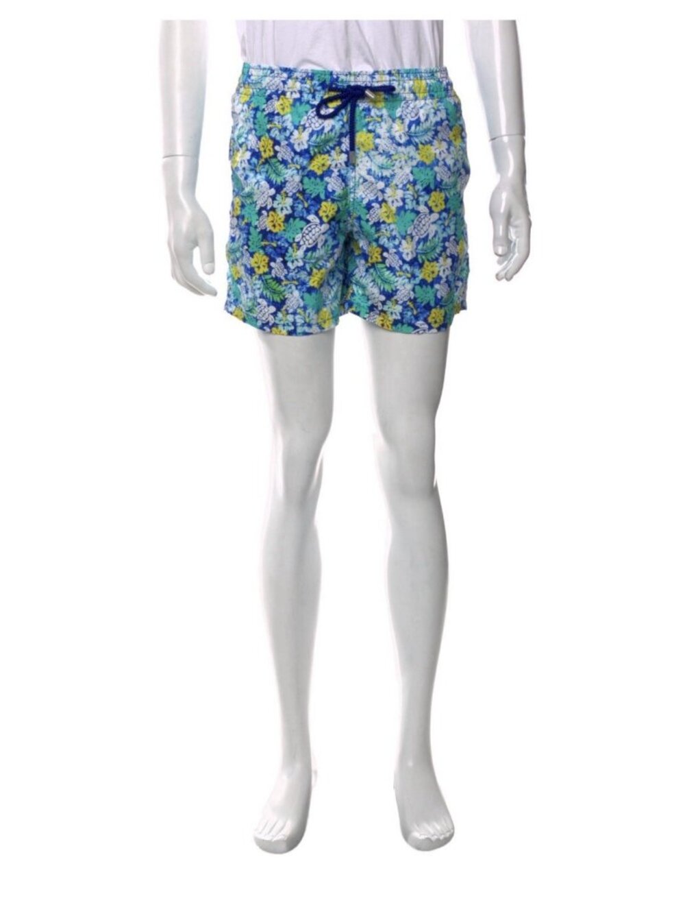 Vilebrequin Authentic New Swim Trunks Turtle Floral Print Blue Green Shorts Xs